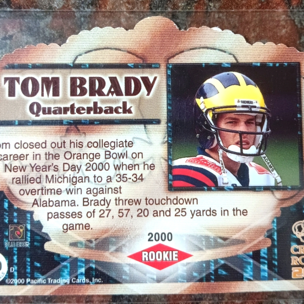 2000 Pacific Trading Cards Inc. Tom Brady Rookie Card NM